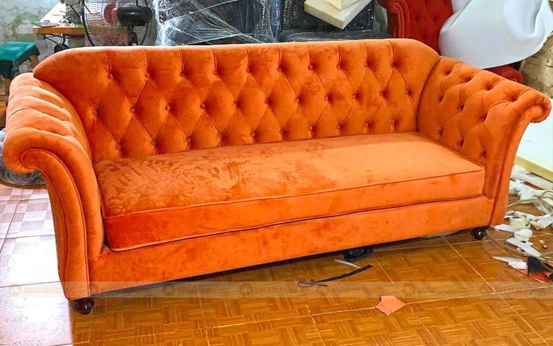 vải nhung làm sofa