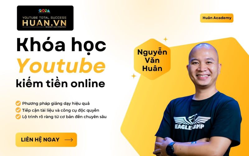 khóa học youtube kiếm tiền tại huân academy